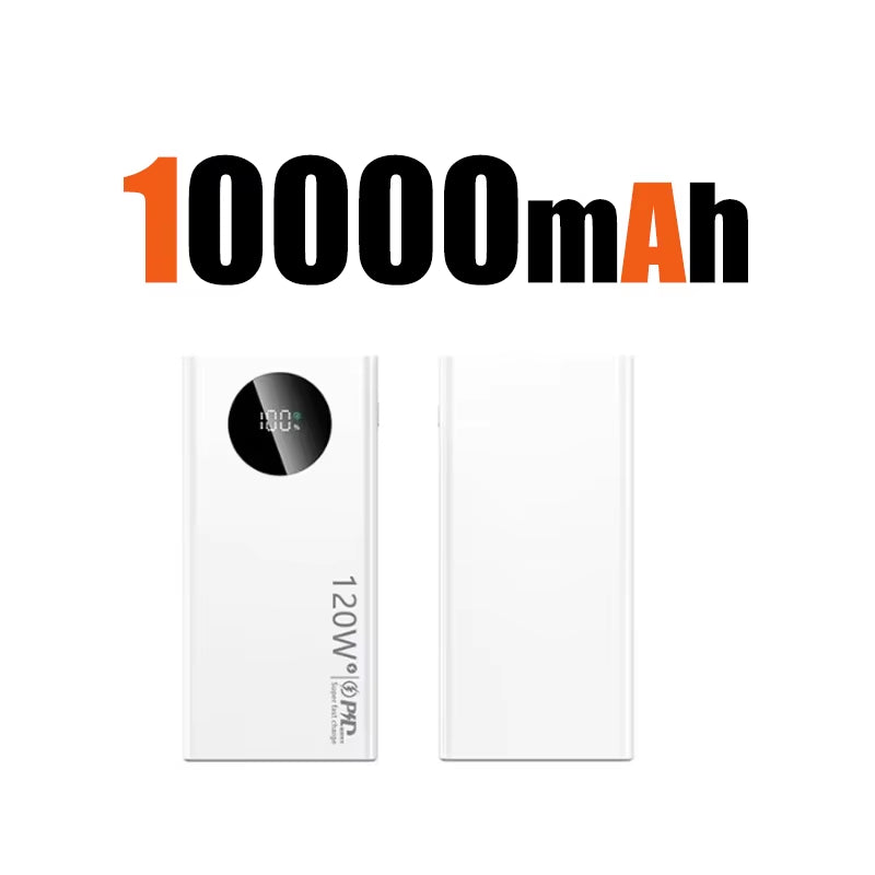120W 50000Mah High Capacity Power Bank Fast Charging Powerbank Portable Battery Charger for Iphone Samsung Huawei 2024